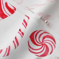 Large Scale Peppermint Christmas Candy Canes on White