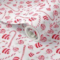 Medium Scale Peppermint Christmas Candy Canes on White