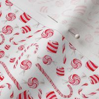 Small Scale Peppermint Christmas Candy Canes on White