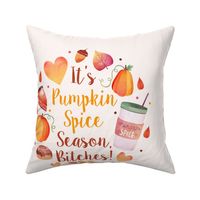 18x18 Pillow Sham Front Fat Quarter Size Makes 18" Square Cushion Sweary It's Pumpkin Spice Season, Bitches!