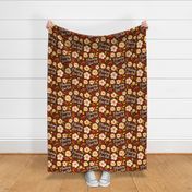 Large Scale I Fucking Love Fall Sarcastic Sweary Floral on Brown