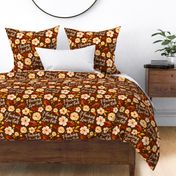 Large Scale I Fucking Love Fall Sarcastic Sweary Floral on Brown