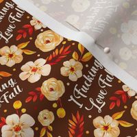 Small Scale I Fucking Love Fall Sarcastic Sweary Floral on Brown