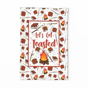 Large 27x18 Fat Quarter Panel Let's Get Toasted Funny Campfire S'mores for Wall Hanging or Tea Towel