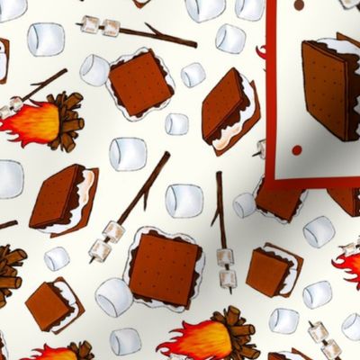 Large 27x18 Fat Quarter Panel Let's Get Toasted Funny Campfire S'mores for Wall Hanging or Tea Towel