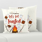 18x18 Panel Let's Get Toasted Funny Campfire S'mores for DIY Throw Pillow Cushion Cover Tote Bag