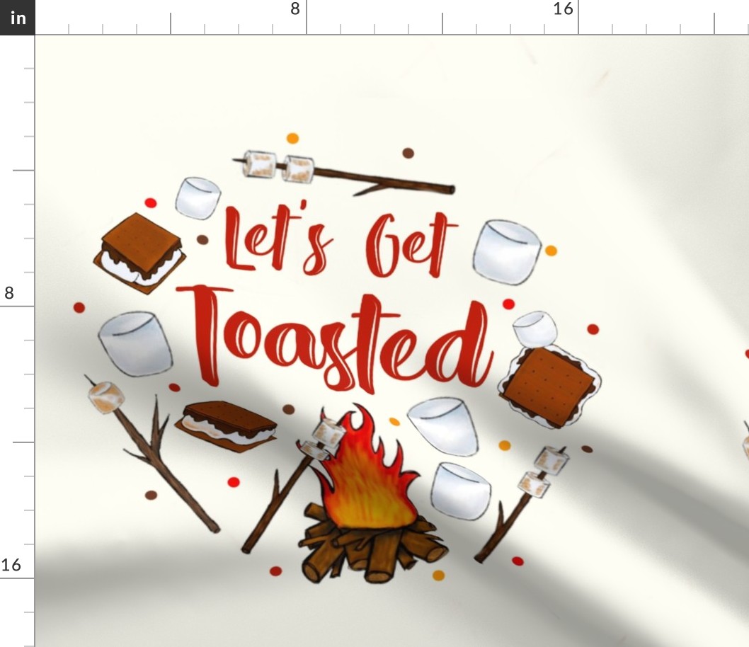 18x18 Panel Let's Get Toasted Funny Campfire S'mores for DIY Throw Pillow Cushion Cover Tote Bag
