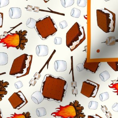 Large 27x18 Fat Quarter Panel I'm a Hot Mess Funny Campfire Smores for Wall Hanging or Tea Towel