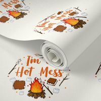 6" Circle Panel I'm a Hot Mess Funny Campfire Smores for Embroidery Hoop Projects Quilt Squares