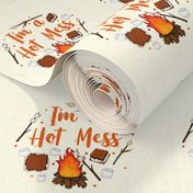 6" Circle Panel I'm a Hot Mess Funny Campfire Smores for Embroidery Hoop Projects Quilt Squares