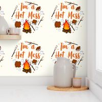 18x18 Panel I'm a Hot Mess Funny Campfire Smores for DIY Throw Pillow Cushion Cover or Tote Bag