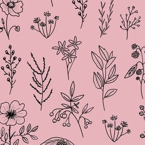 Little wildflowers in pink and black