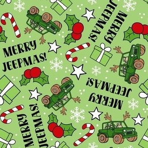 Large Scale Merry Jeepmas! Christmas 4x4 Off Road Vehicles in Green