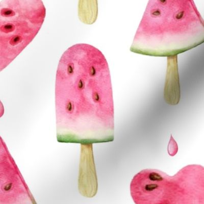 Large Scale Watermelon Popsicles on White