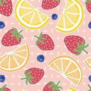 Citrus and Berries in pink lemonade
