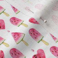 Small Scale Watermelon Popsicles on White