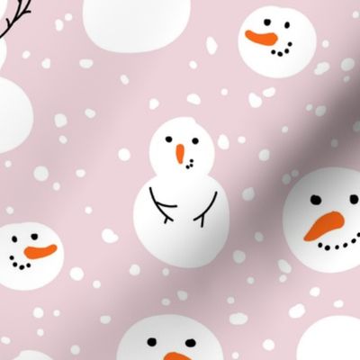 Large Scale Silly Snowmen on Dusty Pink