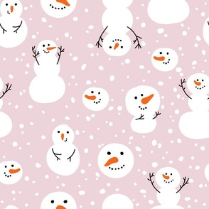 Large Scale Silly Snowmen on Dusty Pink