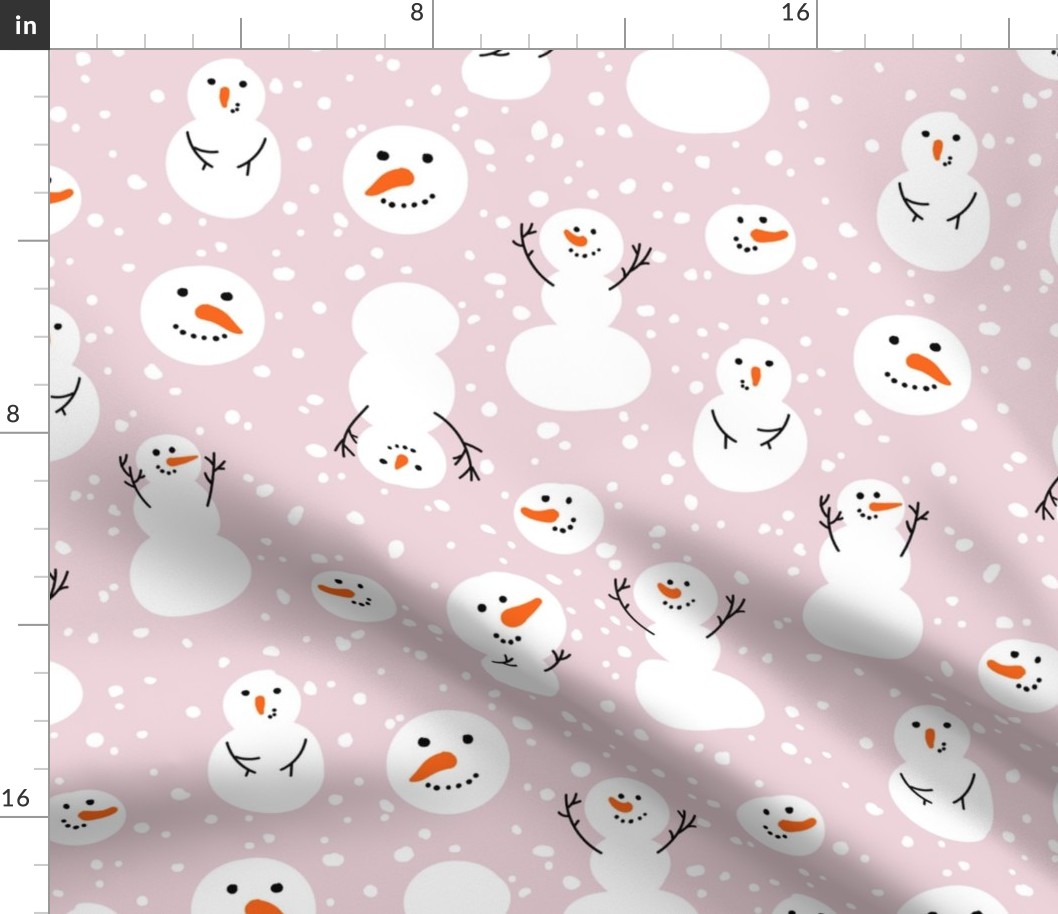 Large Scale Silly Snowmen on Dusty Pink