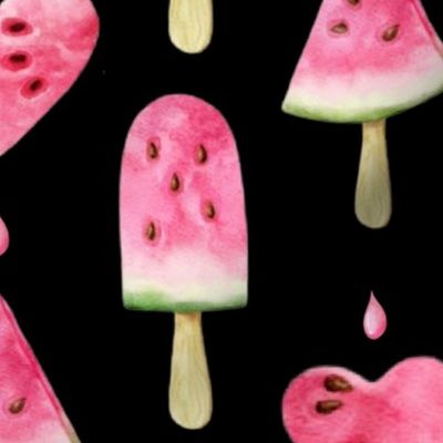 Large Scale Watermelon Popsicles on Black