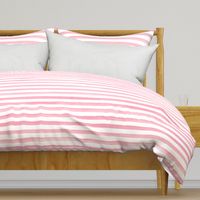 Large Scale Watercolor Stripes in Watermelon Pink and White