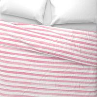 Large Scale Watercolor Stripes in Watermelon Pink and White