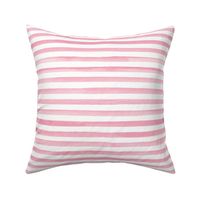 Medium Scale Watercolor Stripes in Watermelon Pink and White