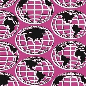 Globe - black on pink