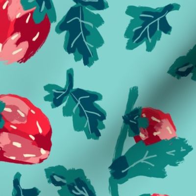 Fresh Strawberries - Teal LS