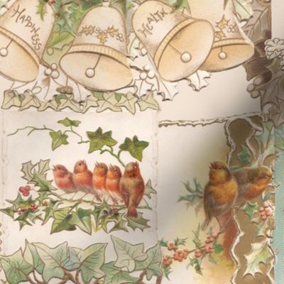 Vintage Christmas Birds and Flowers