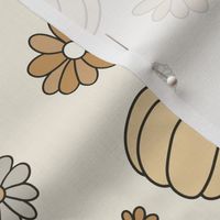 Pumpkin Floral Beige - large scale