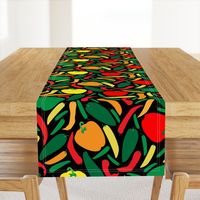 Tossed Peppers on black, 18 inch