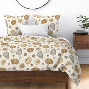 Pumpkin Floral Beige - extra large scale