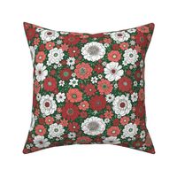 Camilla Retro Floral Christmas Green - medium scale