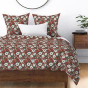 Camilla Retro Floral Christmas Green - medium scale