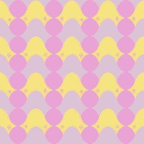 Candy pink and yellow waves and circles