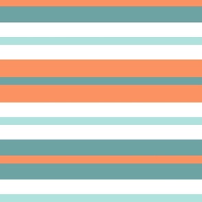 Stripes Orange Mint Aqua Blue Teal White