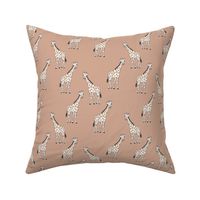 Sweet giraffe friends safari animals boho style kids design moody coral blush beige