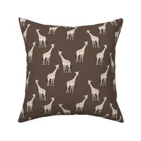 Sweet giraffe friends safari animals boho style kids design  chocolate brown