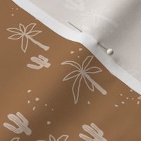 Tropical  Hawaii summer garden palm trees and cacti plants retro boho design kids design caramel brown beige SMALL
