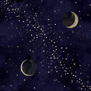 Starry nightsky with crescent moons