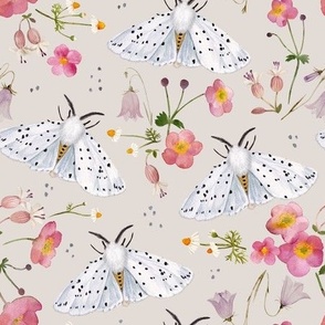 White moths with flowers