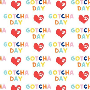 Gotcha day - paw & heart - yellow on blue - LAD19BS(micro scale) Gotcha day - paw & heart - rainbow - C21