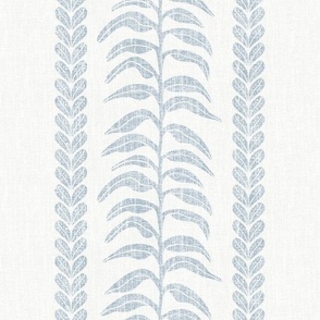 Palm Linen Stripe, Heather Blue on White 