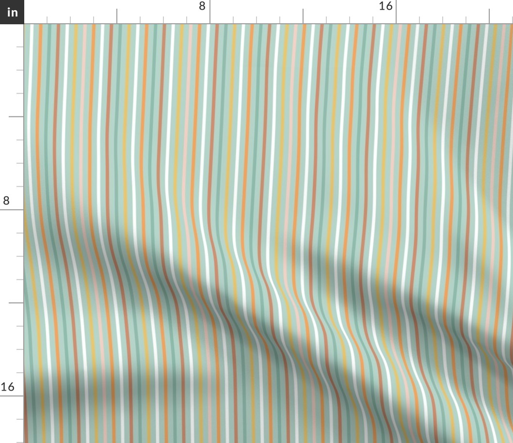 Sweet Multi Stripe - Aqua, Small Scale