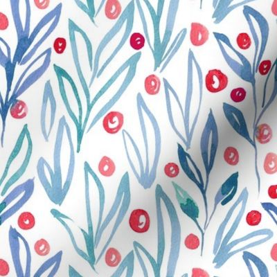 Berry Leaf Botanical | Blue and Red