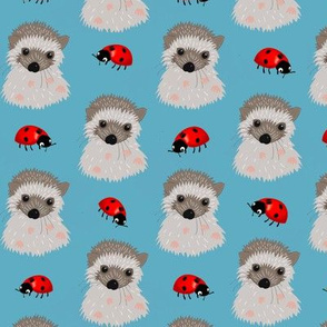 Hedgehog babies and red ladybugs