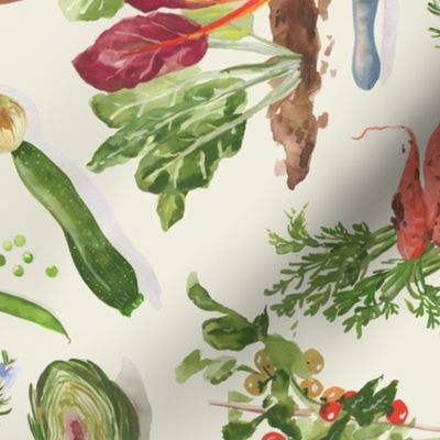 A Painted Vegetable Garden - Tea Towel