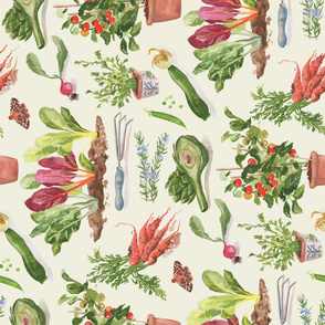 A Painted Vegetable Garden - Tea Towel