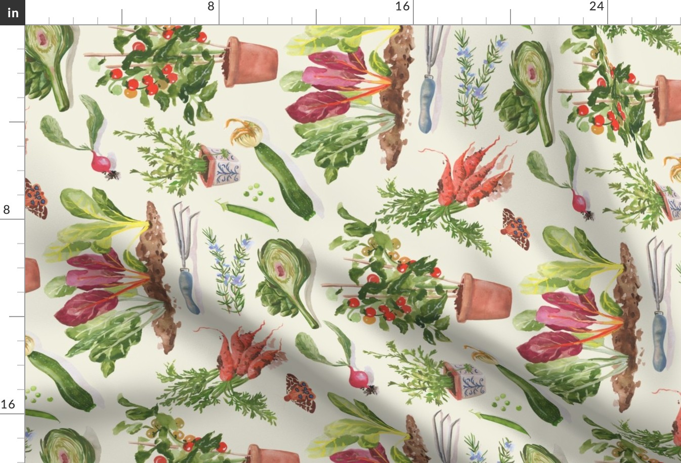 A Painted Vegetable Garden - Tea Towel